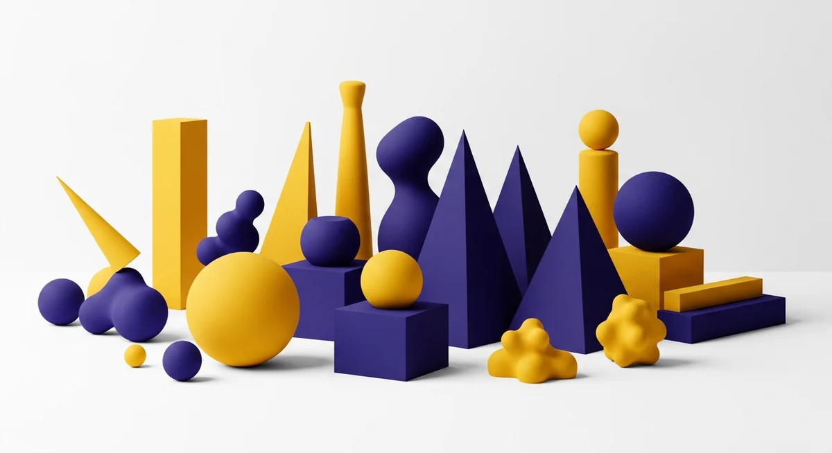 A duotone image of abstract objects on a shelf, symbolizing different investment choices.
