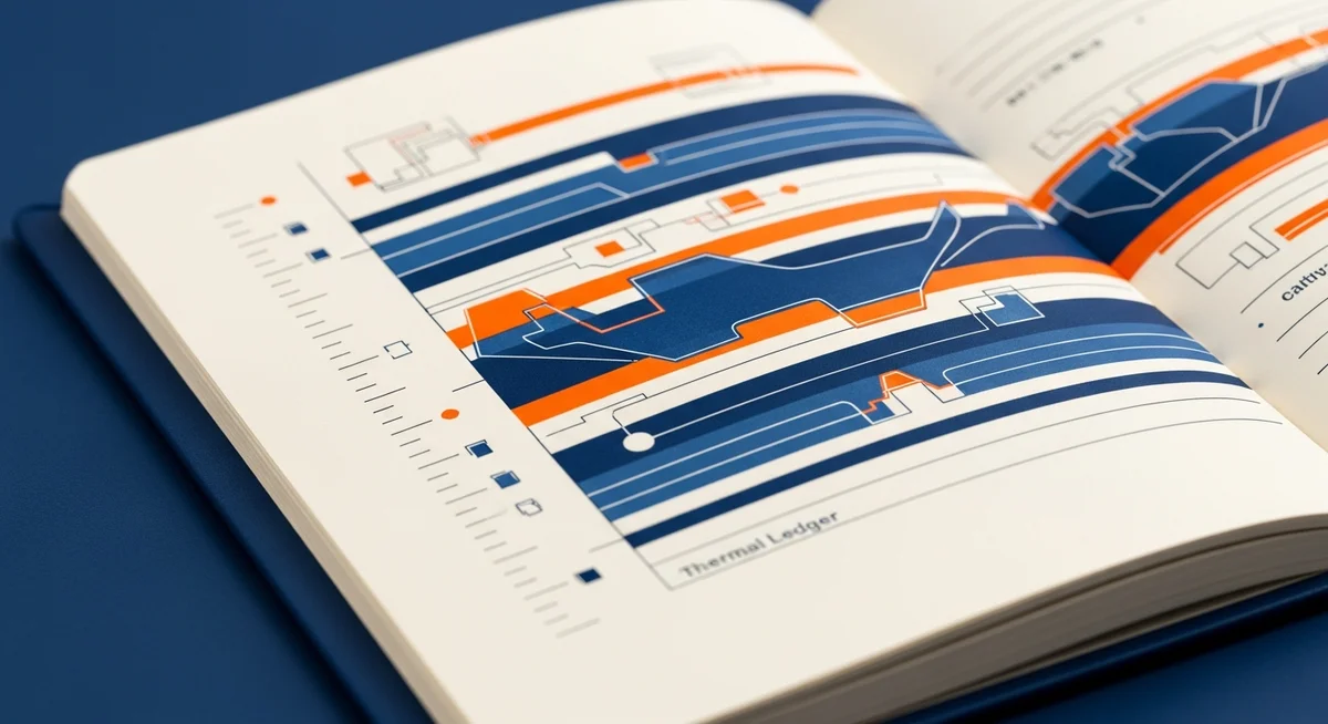 Abstract graphics in a planner notebook, representing insulation thickness.